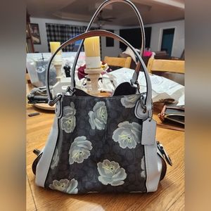 Blue with light blue and yellow flowers Coach Purse